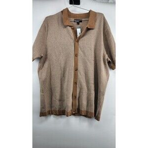 The Commons Mens Tan XL Plaited Stitch Sweater Knit Shirt NWT Wool Blend